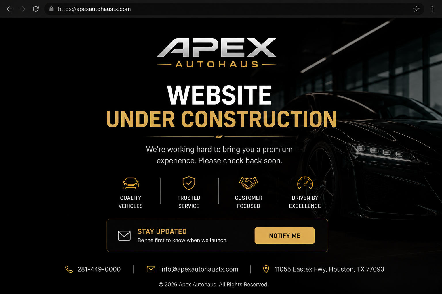 Apex Autohaus — Website Under Construction